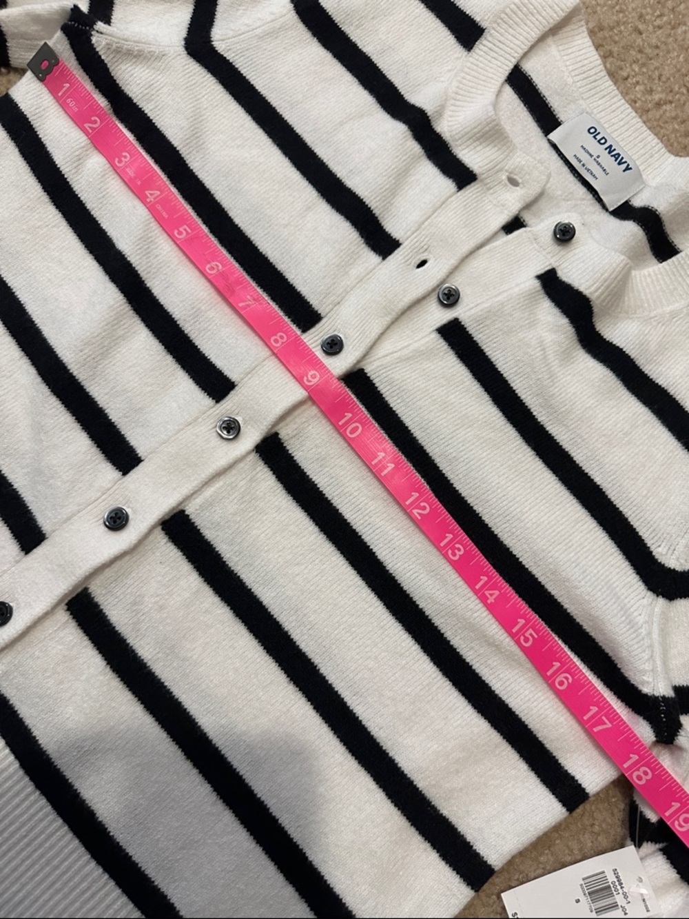 Old Navy White and Black Striped Crew Neck Cardigan NWT - Picture 6 of 10